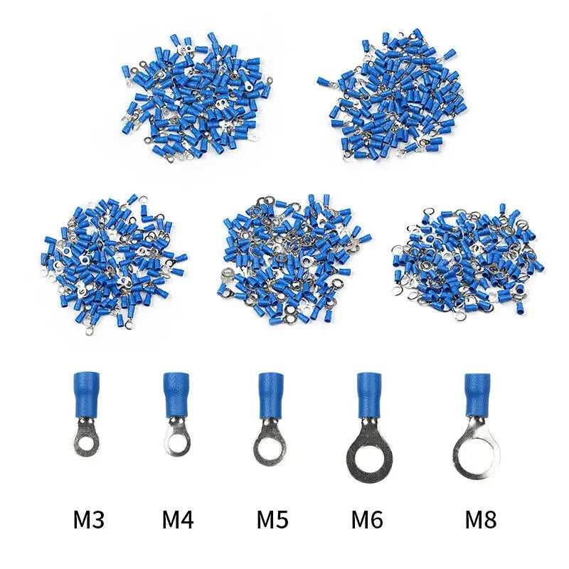10/50/100Pcs Insulated Ring Terminal Crimp Connector Ring Cable Wire Connectors Cord Pin End Butt Terminals RV1.25 RV2 RV5.5