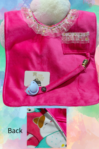 Bright Pink Velvet Adult Bib