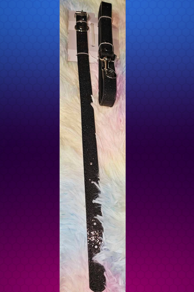 Pet Play Black Glitter Collar and Lead Set ✨