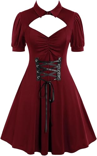Plus Size Cutout Lace-Up Collar Shirt Dress up to 5XL